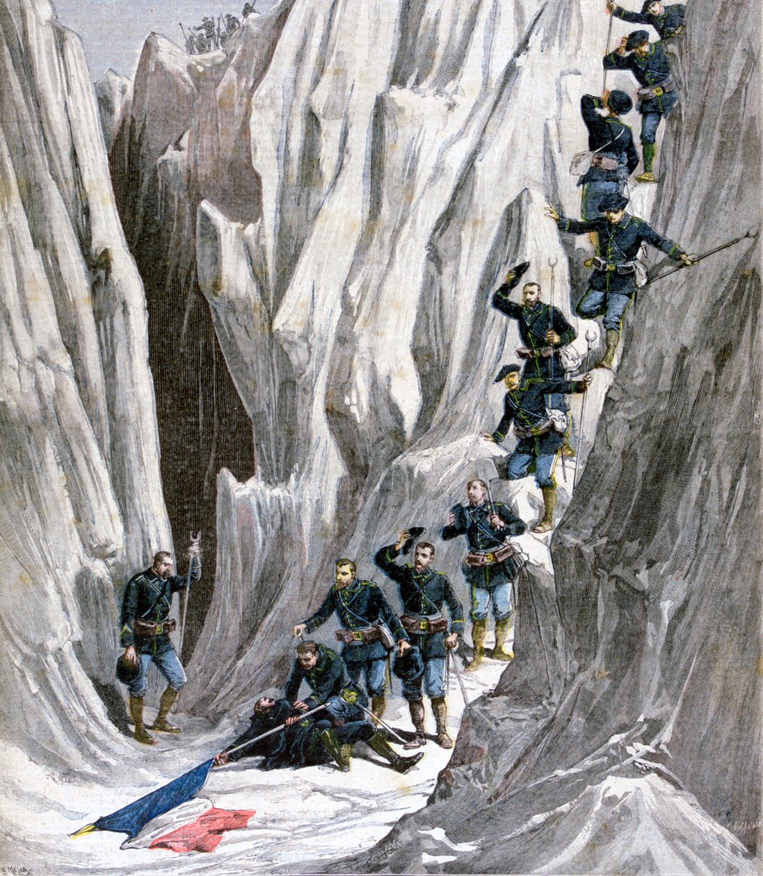 Det oppdagede liket av løytnant Bujon, franske alper, 1891 av Henri Meyer