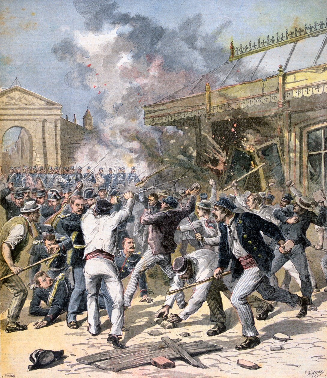Opprøret i Bordeaux, Aquitaine, 1891 av Henri Meyer