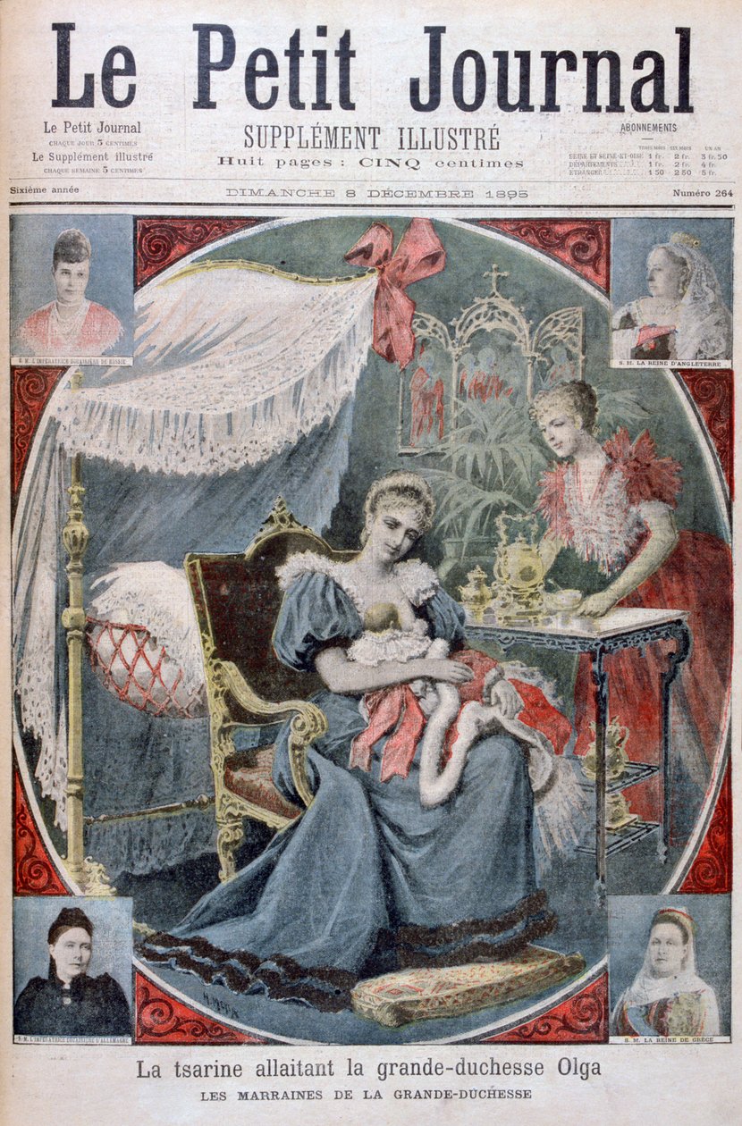 Tsarinaen som pleier storhertuginnen Olga av Russland, 1895 av Henri Meyer