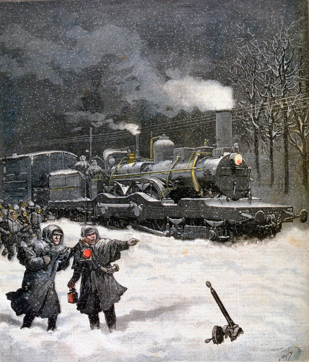 Tog blokkert av snø, Frankrike, 1892 av Henri Meyer