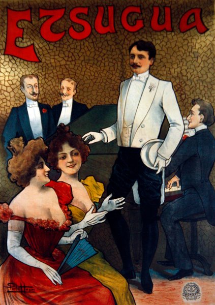 Plakat som reklamerer for den franske chanteuren, Etsugua, ca. 1890 (farge litho) av Henri Paolo