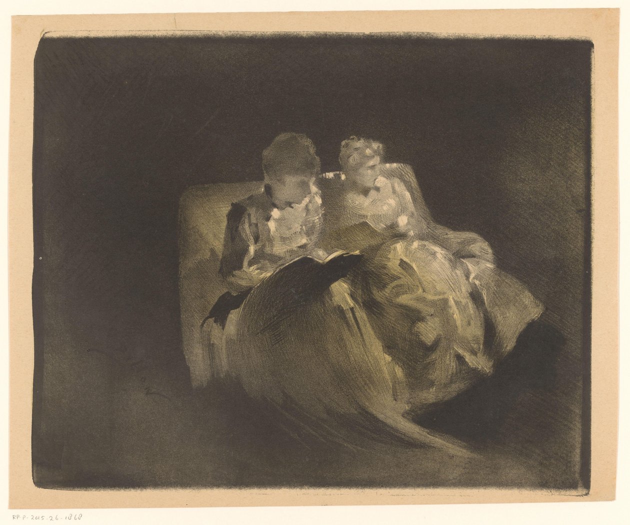 To lesende kvinner på en sofa av Henri Patrice Dillon