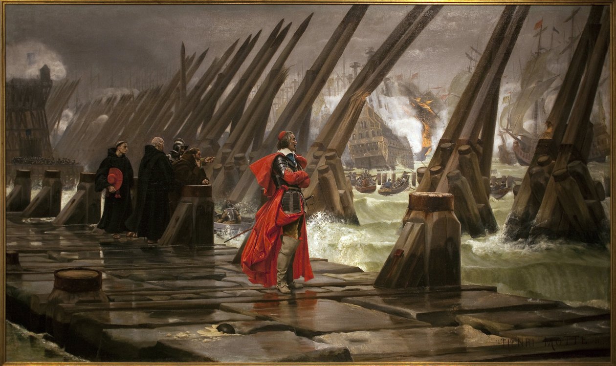 Richelieu på diket i La Rochelle, maleri av Henri Motte (1846-1922) av Henri Paul Motte