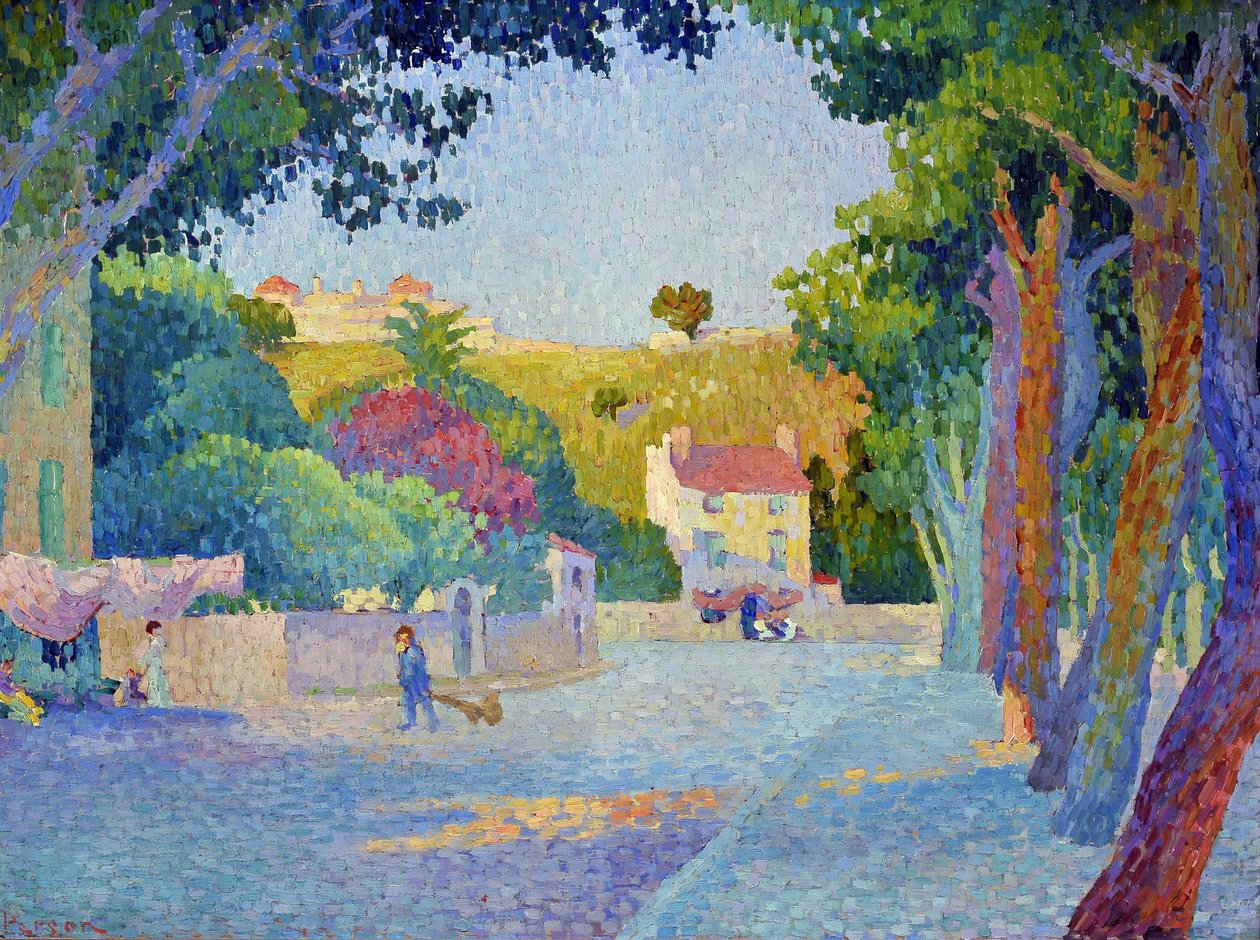 Place des Lices i Saint Tropez (Saint-Tropez) (olje på lerret) av Henri Person