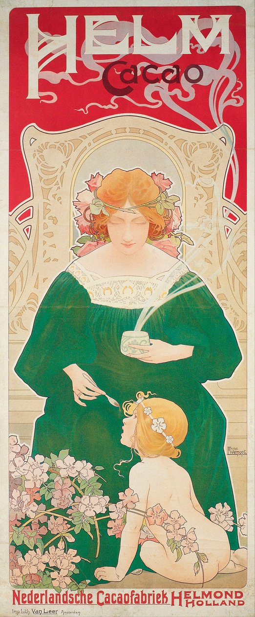 Helm Cacao - Oeuvre de Henri Privat Livemont (Privat-Livemont) (1861-1936) - 1899 - Fargelitografi - 154,5x66,5 - Museu Nacional d