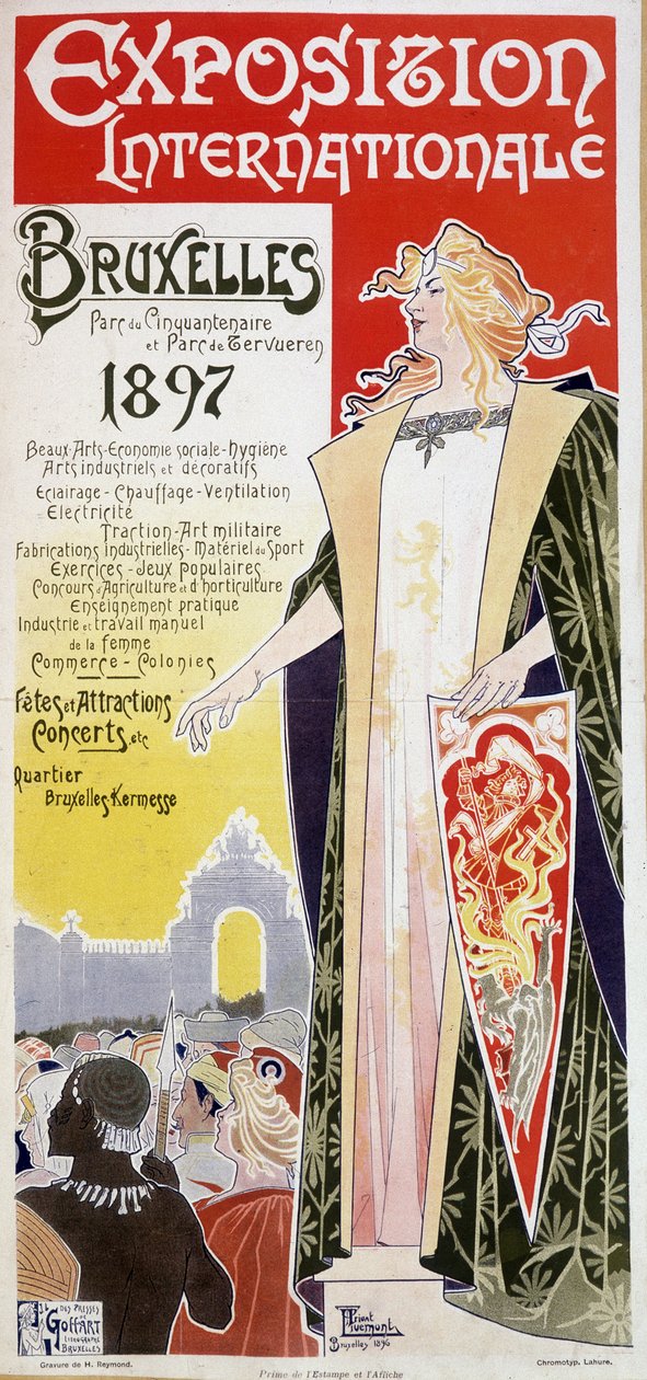 Plakat av Brussels internasjonale utstilling 1897 av Henri Privat Antoine Theodore Livemont (noen ganger kalt Privat-Livemont) (1861-1936) av Henri Henri Antoine Théodore Livemont