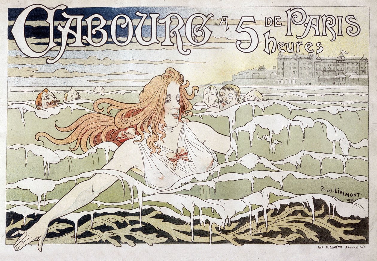 Cabourg på 5 timer fra Paris - Reklameplakat av Privat Livemont av Henri Henri Antoine Théodore Livemont