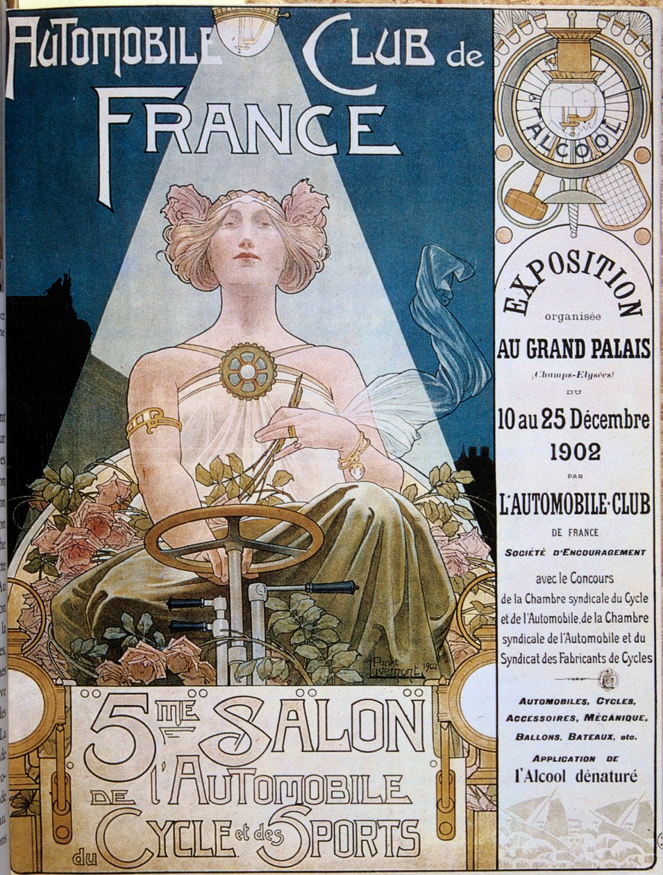 Plakat av Automobile Club de France under den 5. bilutstillingen på Grand Palais de Paris i 1902, illustrasjon av Henri Privat-Livemont (1861-1936), Versailles, kommunale bibliotek - Plakat av Automobile Club de France under den femte bilutstillingen på av Henri Henri Antoine Théodore Livemont