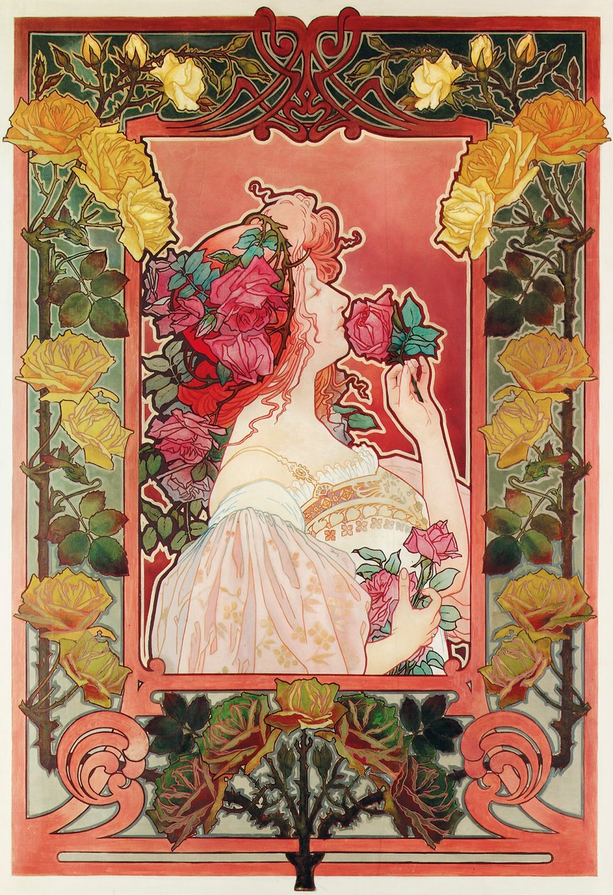 The Scent of a Rose, ca. 1890 (olje på lerret) av Henri Henri Antoine Théodore Livemont