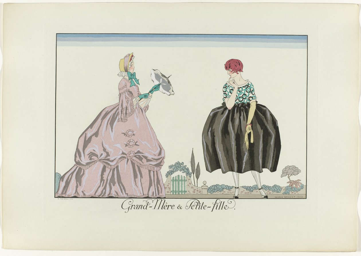 Bestemor og barnebarn (tittel på objekt) The Happiness of the Day eller Fashionable Graces (serietittel) av Henri Reidel