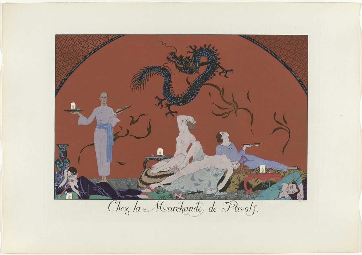 Dagens lykke eller Graces à la Mode: Chez la Marchande de Poppies. (tittel på objekt) The Happiness of the Day eller Fashionable Graces (serietittel) av Henri Reidel