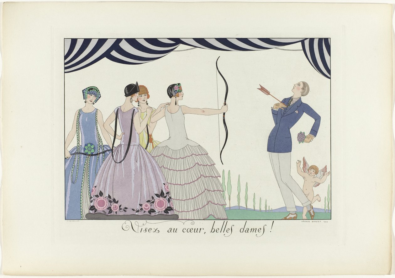 Sikt mot hjertet, herlige damer! (tittel på objekt) The Happiness of the Day eller Fashionable Graces (serietittel) av Henri Reidel