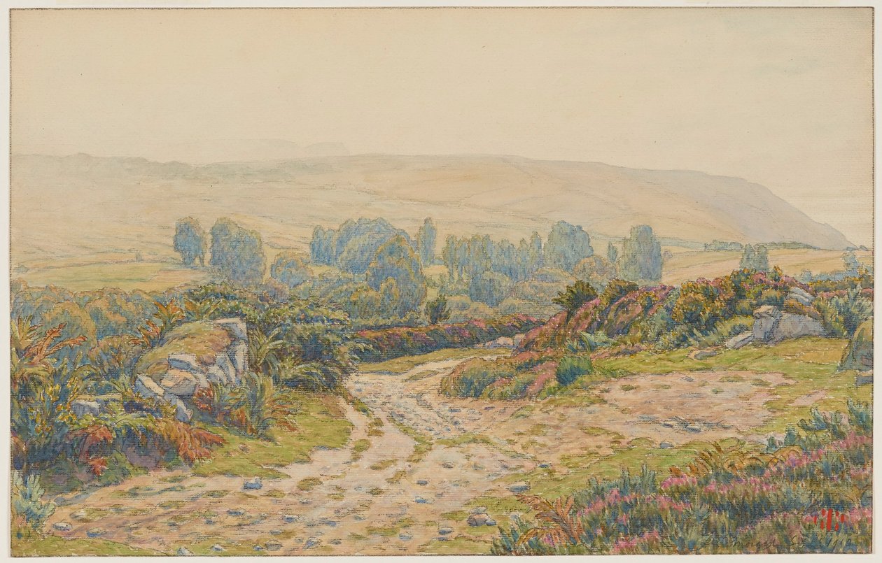 Dis og dugg. Lyngheiene ved Pors Léonnec. Morgat av Henri Rivière