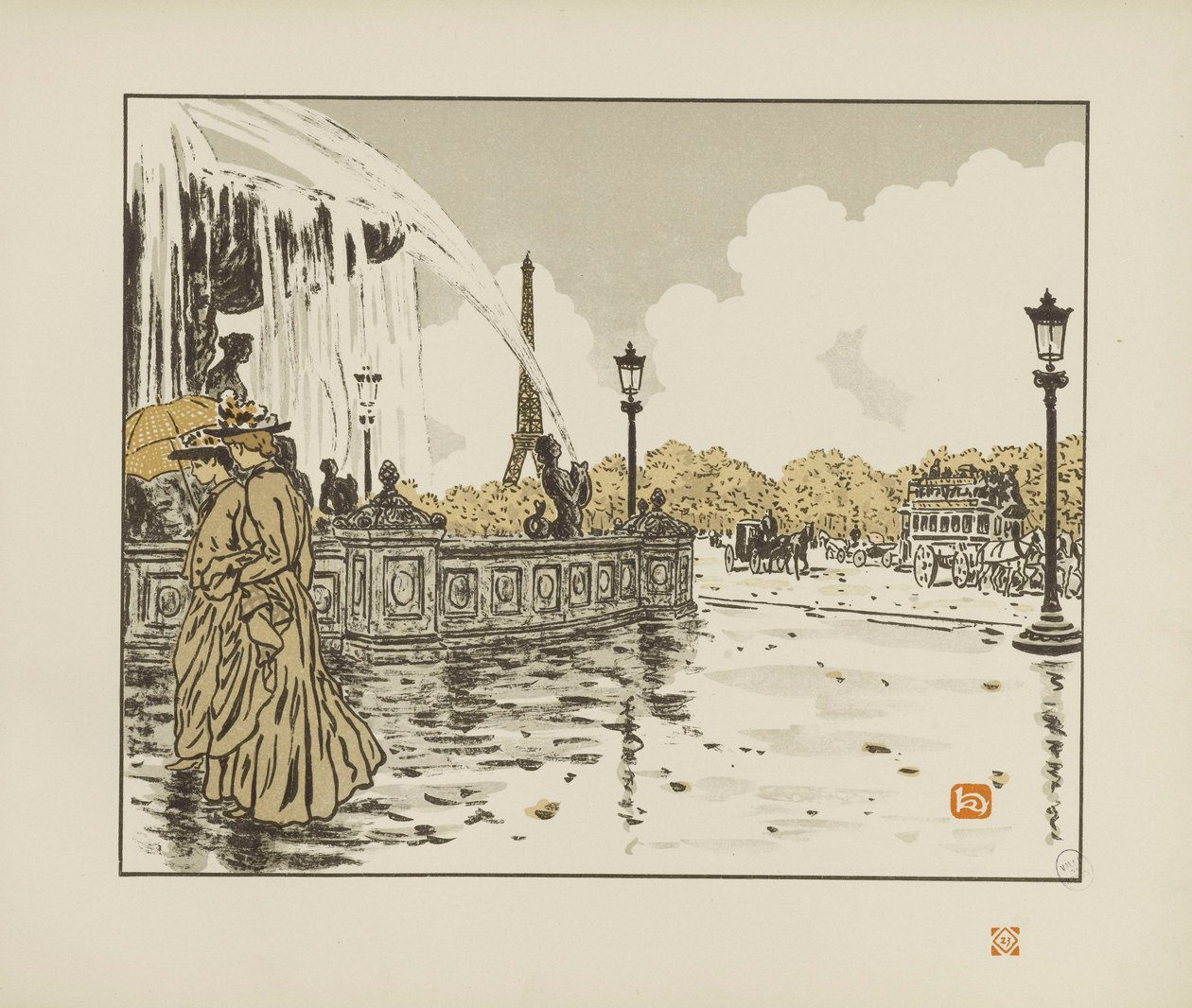 Fra Place de la Concorde [De trettiseks utsiktene over Eiffeltårnet] av Henri Rivière
