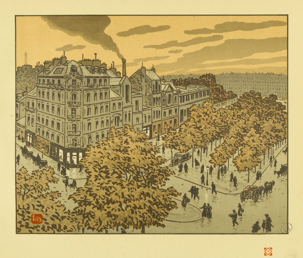 Fra Boulevard de Clichy [De trettiseks utsiktene over Eiffeltårnet] av Henri Rivière