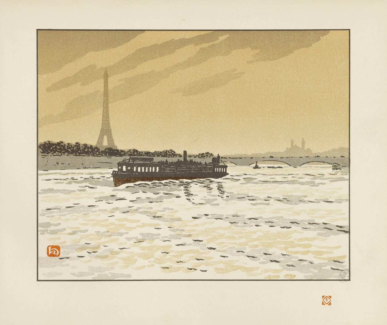Fra Quai de la Conférence [De trettiseks utsiktene over Eiffeltårnet] av Henri Rivière