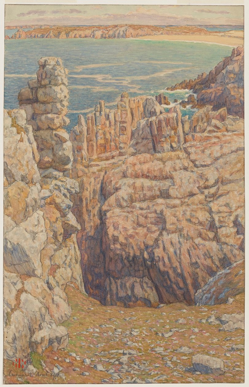 Klippen ved Camaret av Henri Rivière