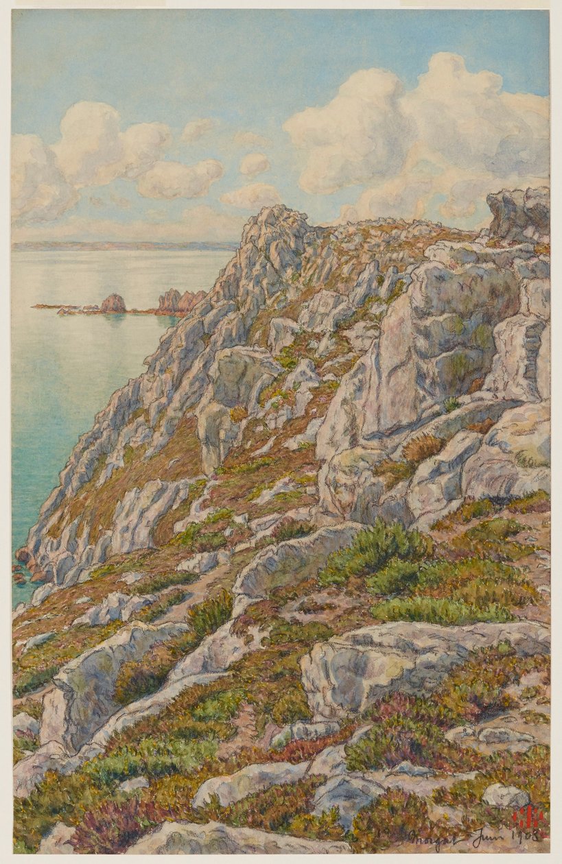 Klippen der Île Vierge. Bucht von Douarnenez. Morgat av Henri Rivière