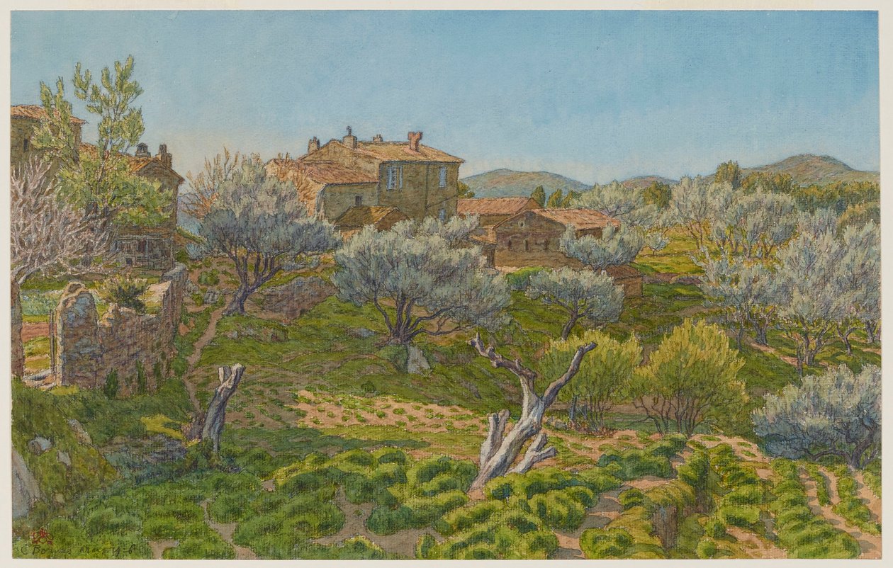 Bauernhöfe in Bormes av Henri Rivière