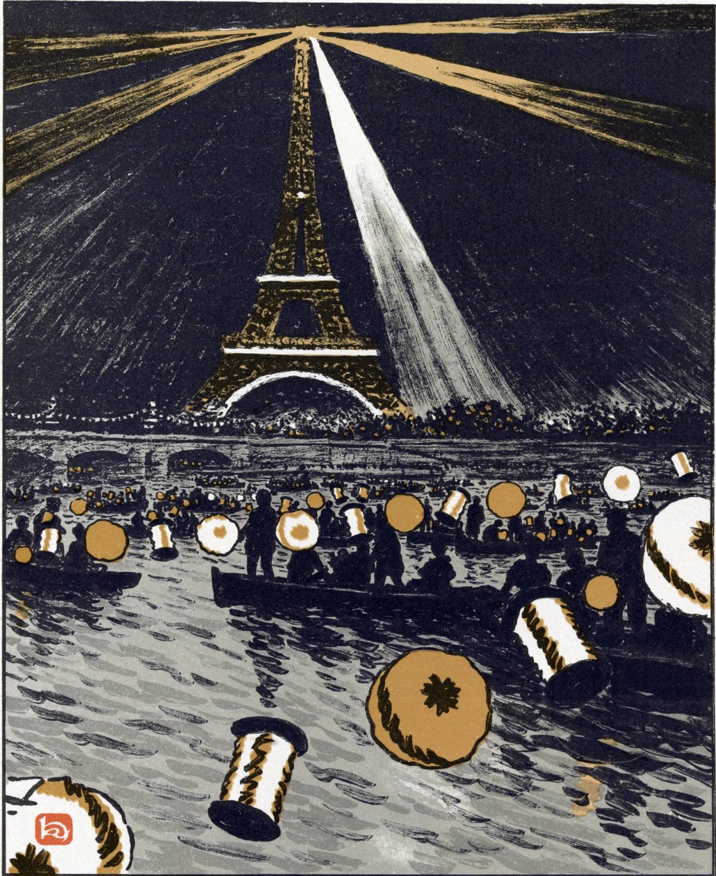 Festligheter på Seinen, 14. juli (fra trettiseks utsikt over Eiffeltårnet) av Henri Rivière