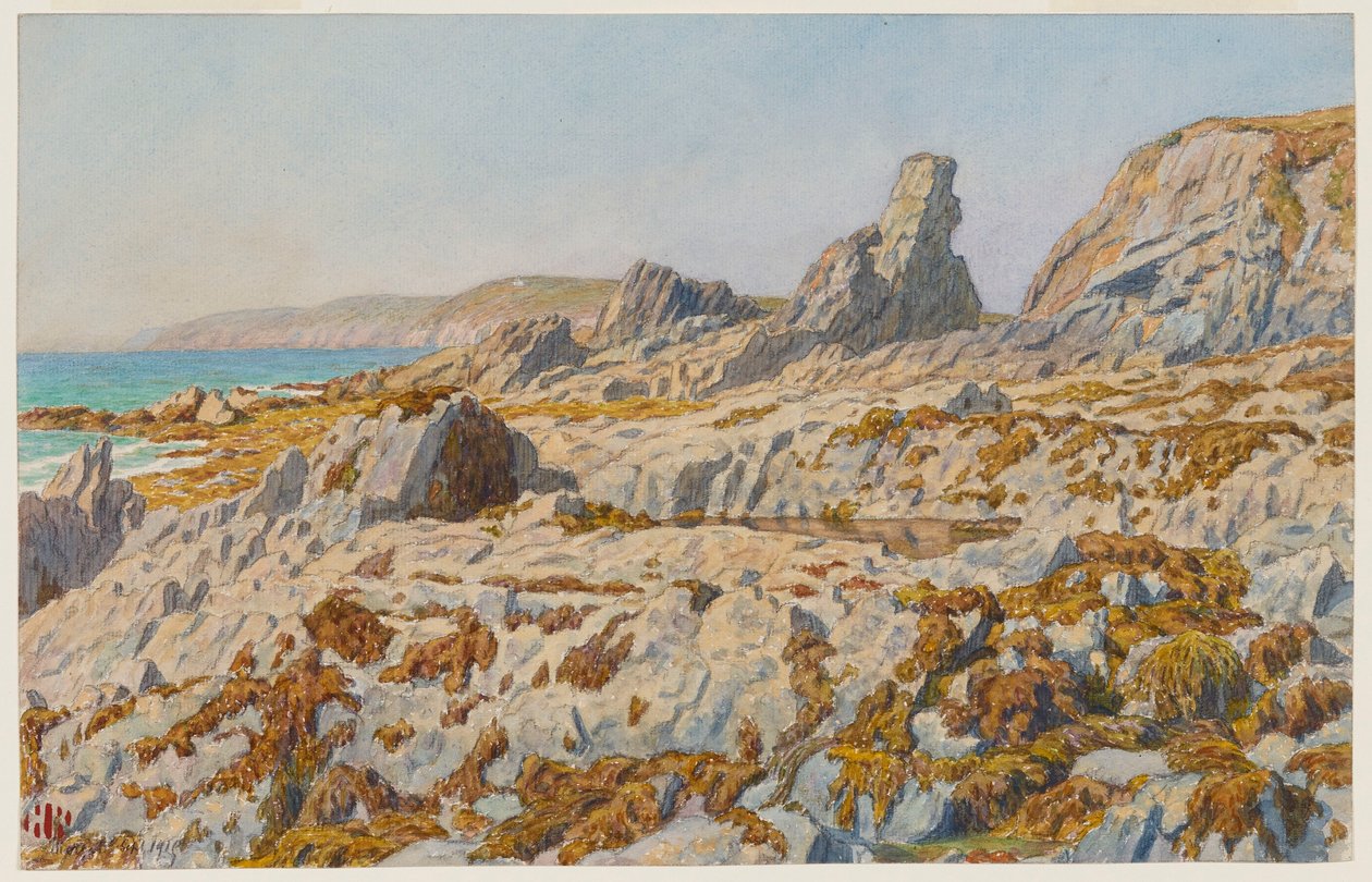 Stranden ved Pors Léonnec ved lavvann. Morgat av Henri Rivière