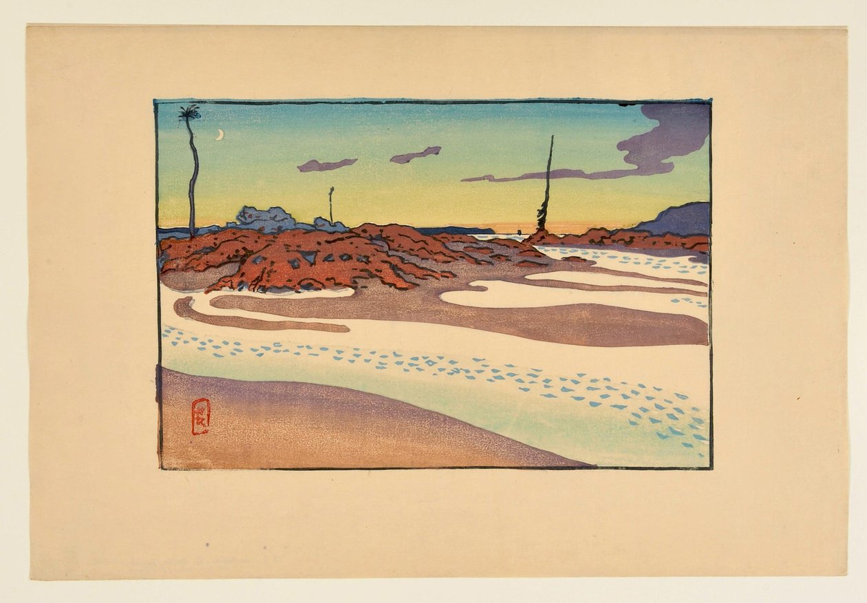 [Sjømerkene: La Bouche, Chéruette og viken i skumringen] av Henri Rivière