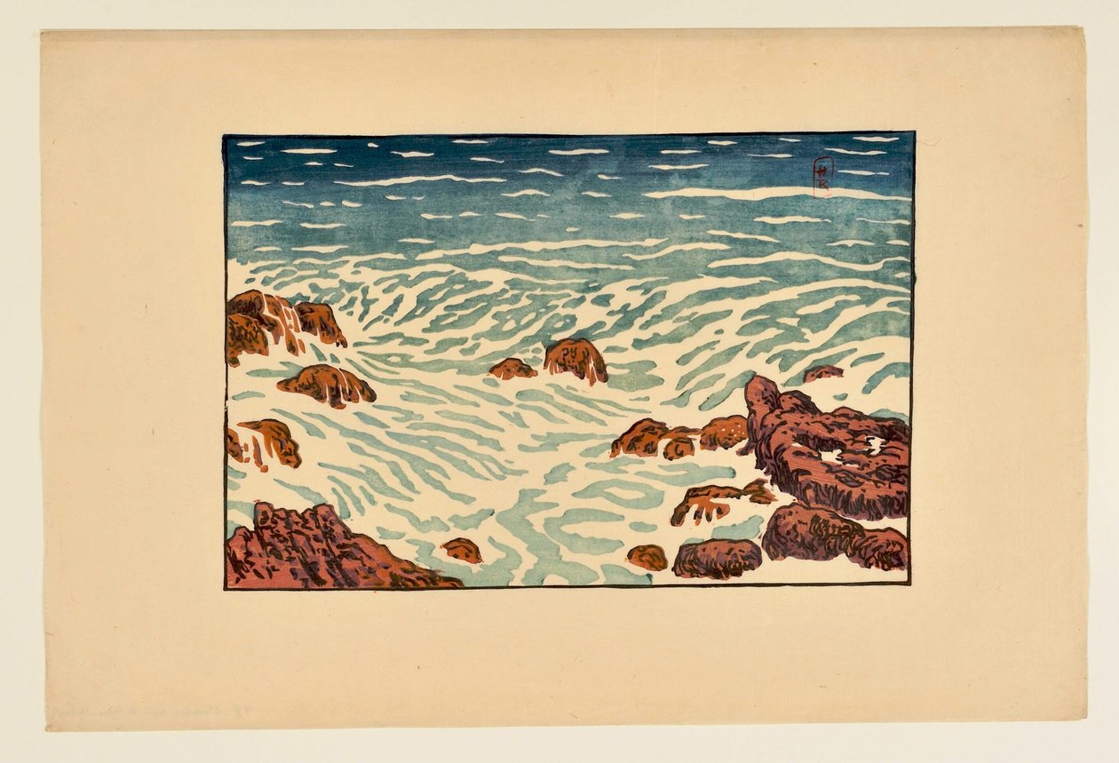 Liten stigende bølge, Pointe de La Haye av Henri Rivière