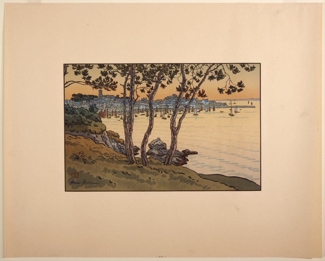 Havnen i Douarnenez, Bretagne av Henri Rivière