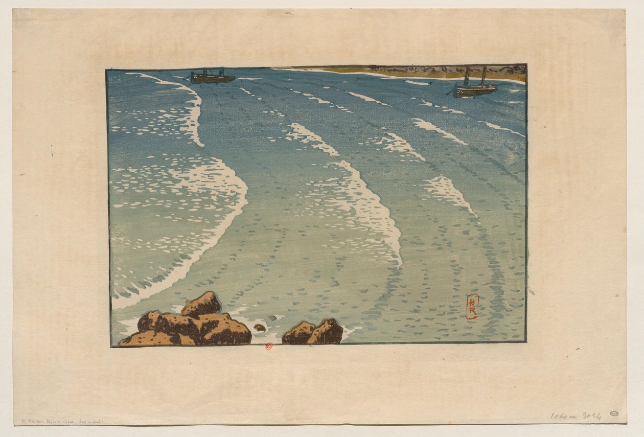 [Bølge ved stigende tidevann, stranden ved La Garde-Guérin (Saint-Briac)] av Henri Rivière