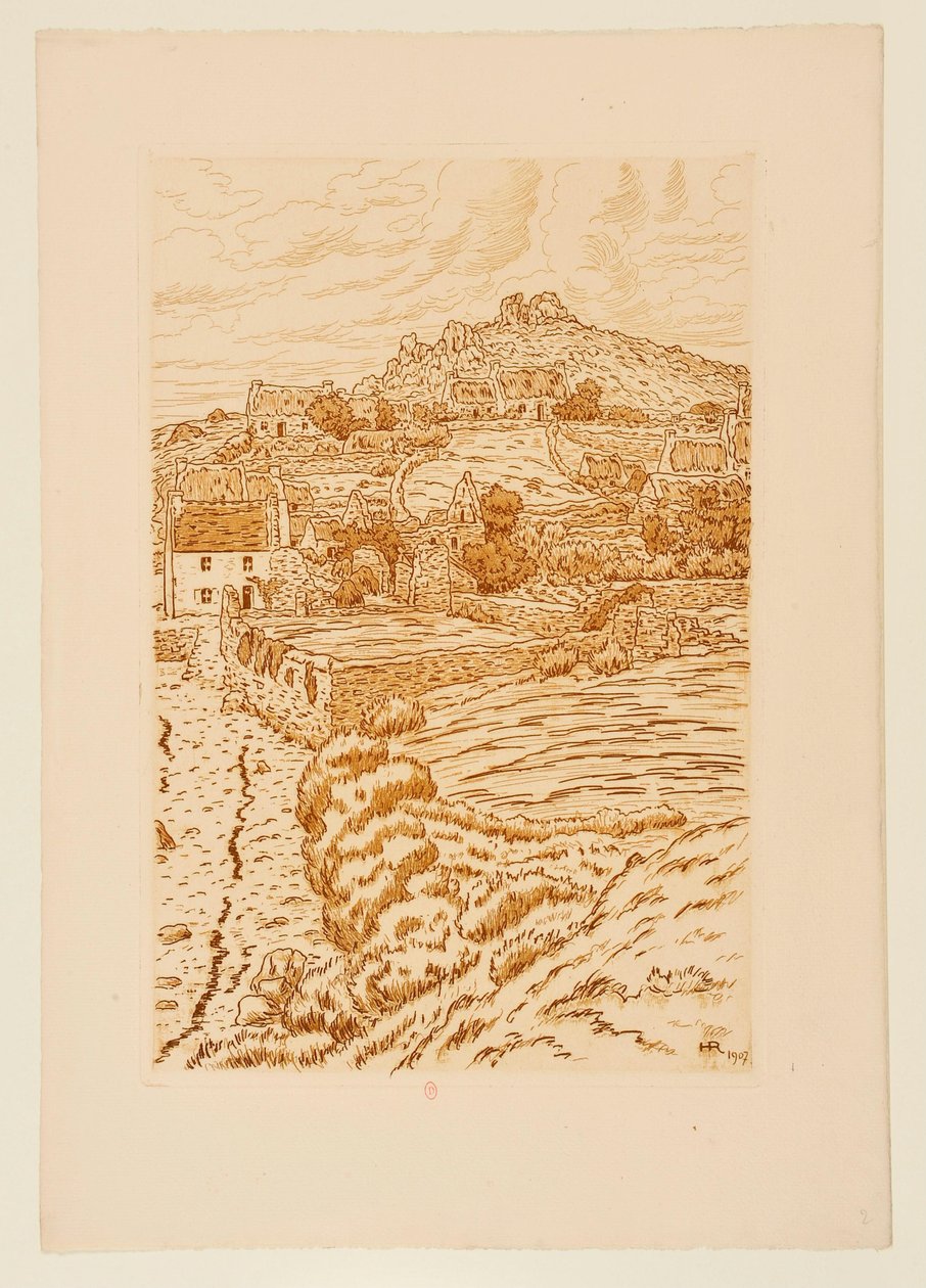 [Bretonisches Dorf] av Henri Rivière
