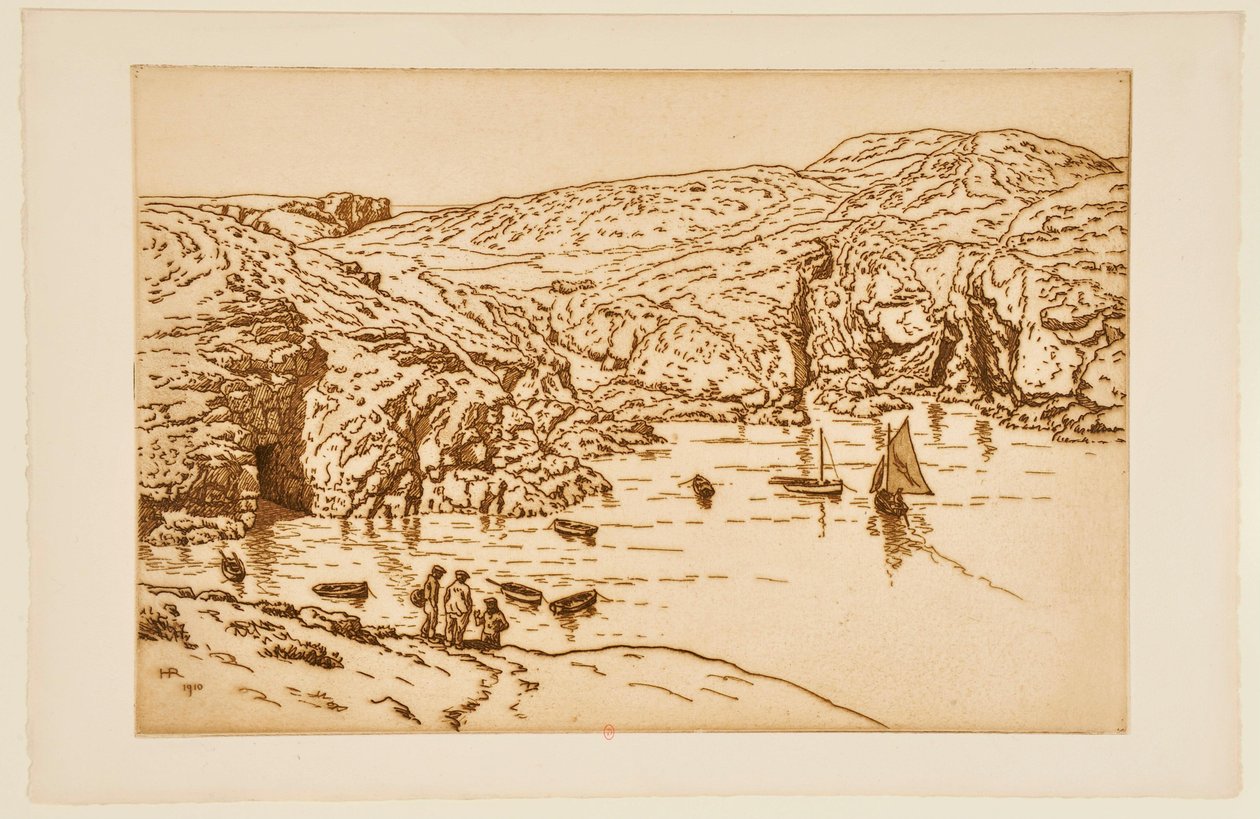 Seilbåt i en vik av Henri Rivière