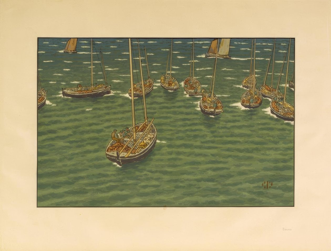 Båter for anker i Tréboul av Henri Rivière