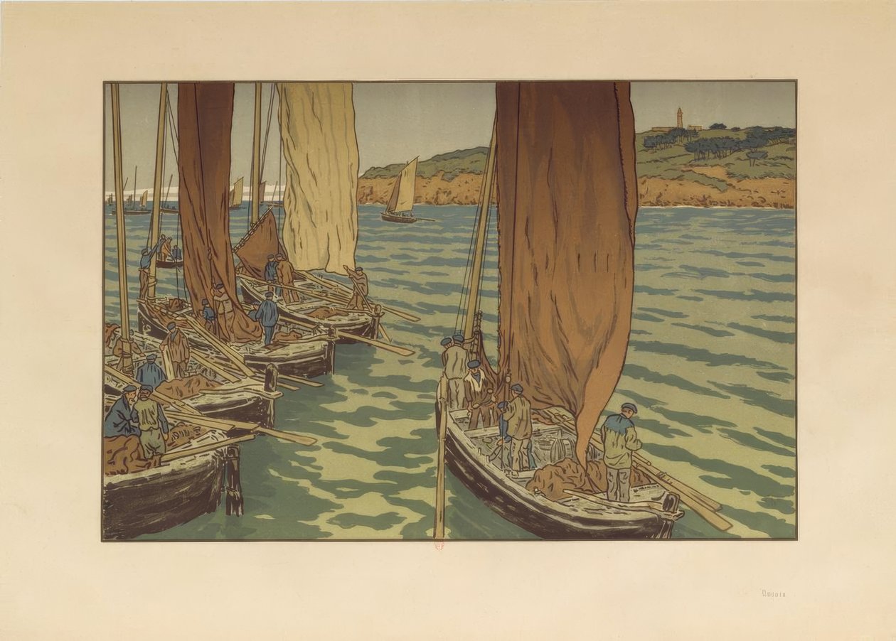 Avgang av båtene i Tréboul av Henri Rivière