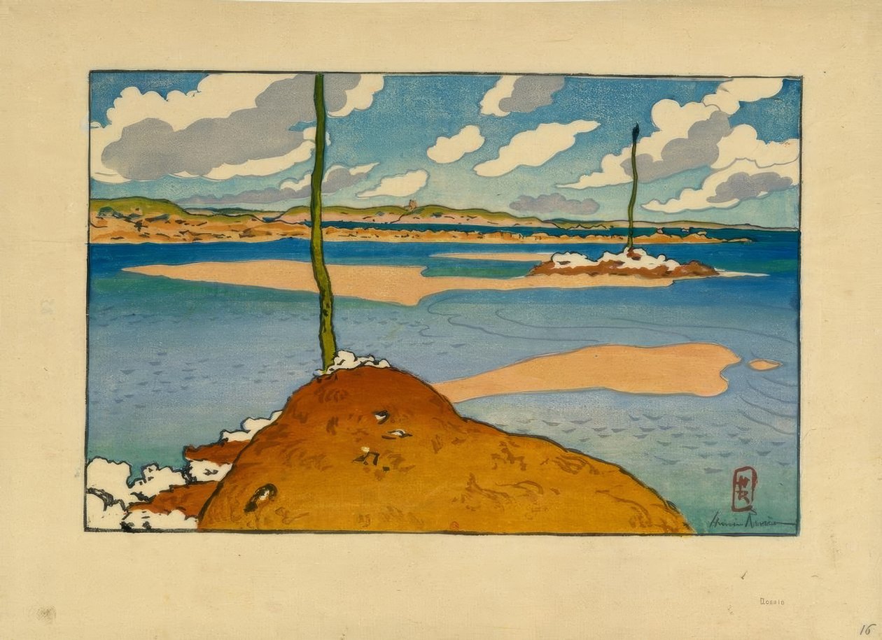 Chéruette-fyrtårnet ved lavvann (Saint-Briac) av Henri Rivière