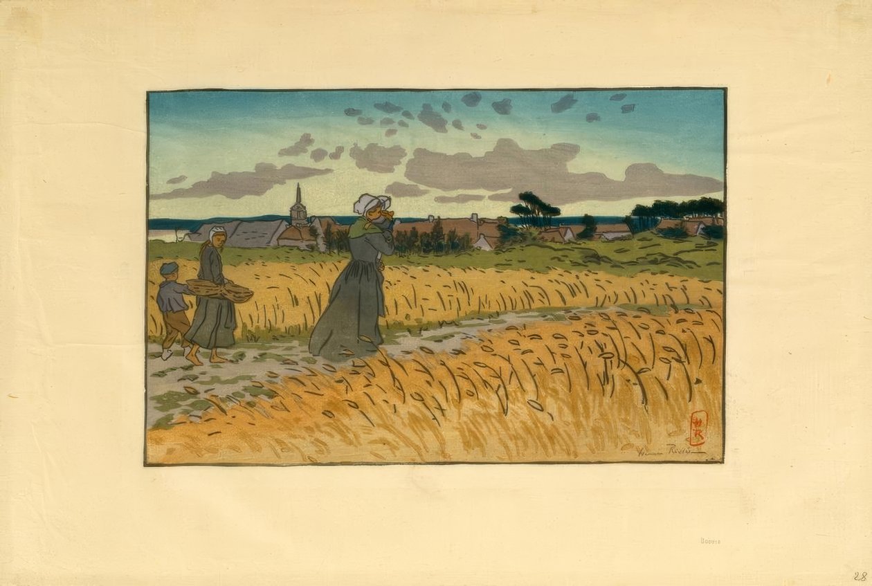 Landsbyen Perros-Guirec av Henri Rivière