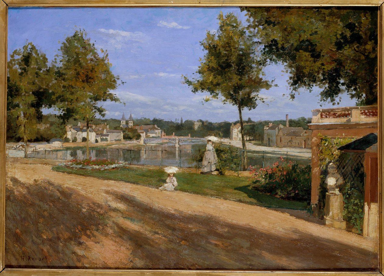 Terrassen ved Seinen ved Melun Maleri av Henri Rouart (1833-1912) 1880 Søn. 0,46x0,65 m Paris, musee d