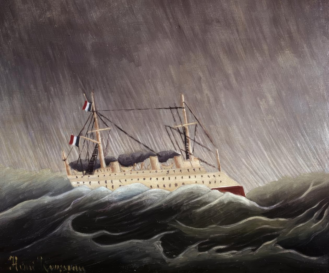 Båt i tempestaden. Kunstner: HENRI ROUSSEAU. Museum: NASJONALMUSEUM PARIS FRANKRIKE av Henri Rousseau