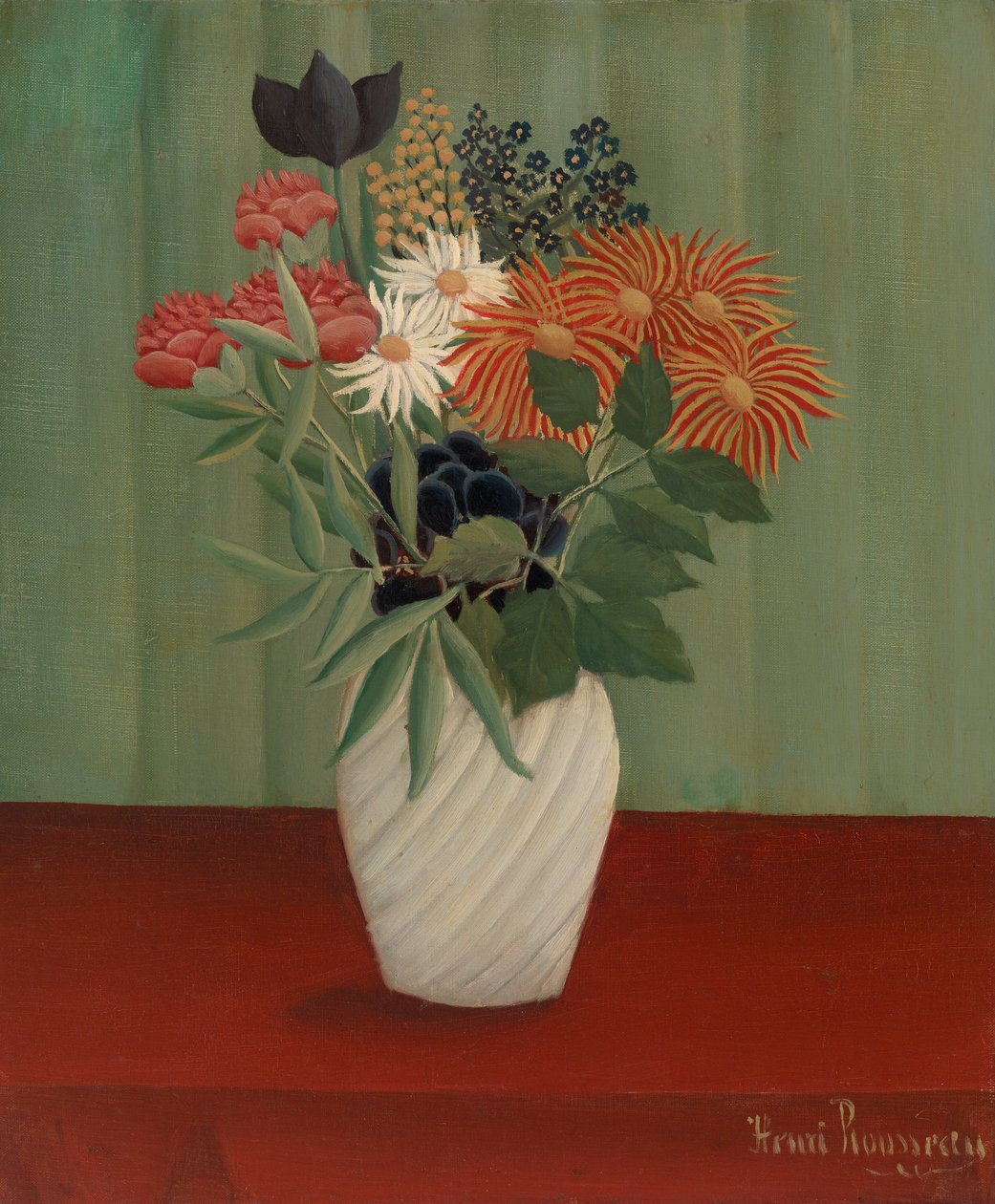 Bukett blomster med Kina Asters og Tokyos av Henri Rousseau