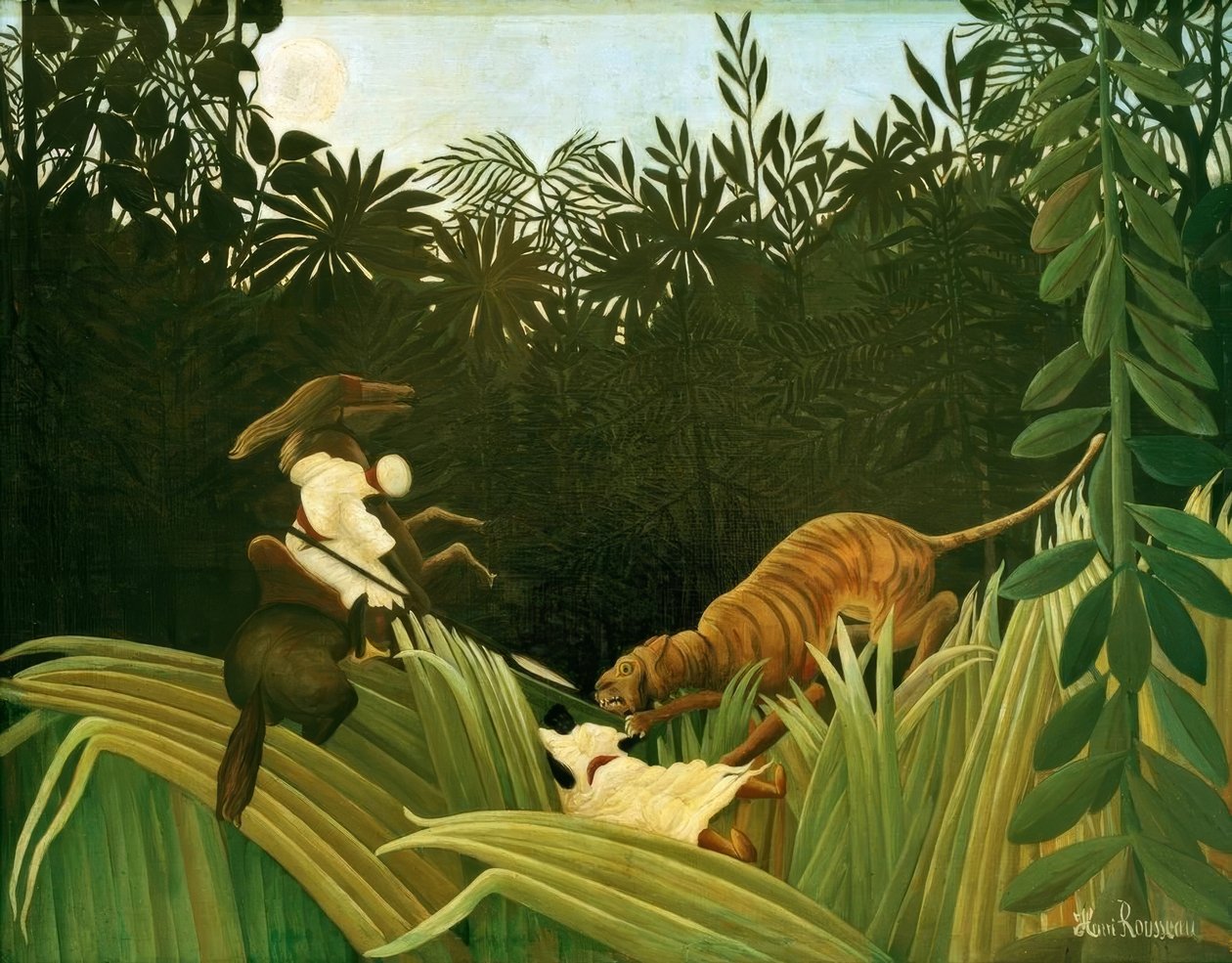 Speidere angrepet av en tiger av Henri Rousseau