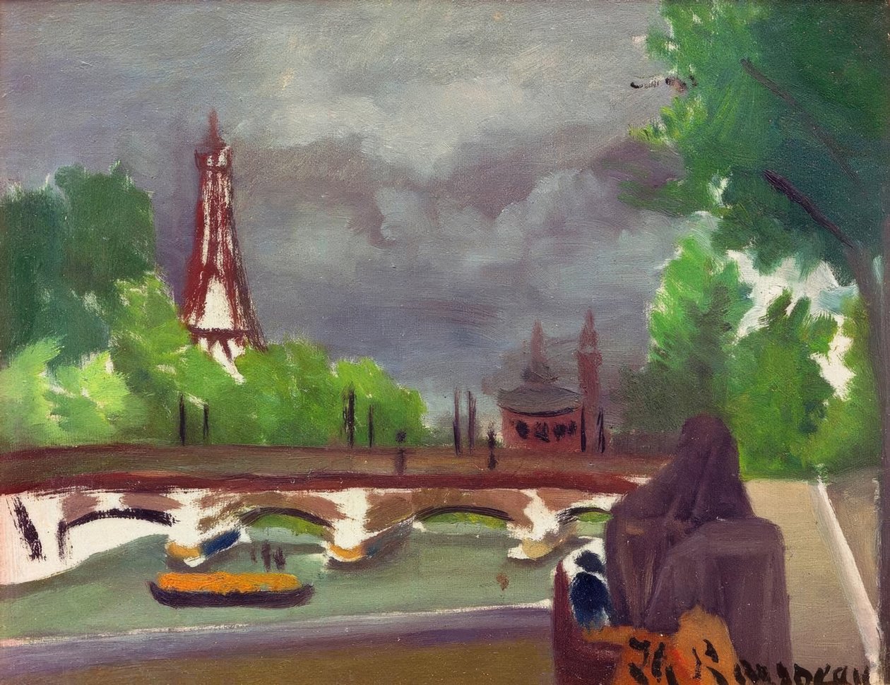 Skisse, utsikt over Eiffeltårnet og Trocadero av Henri Rousseau