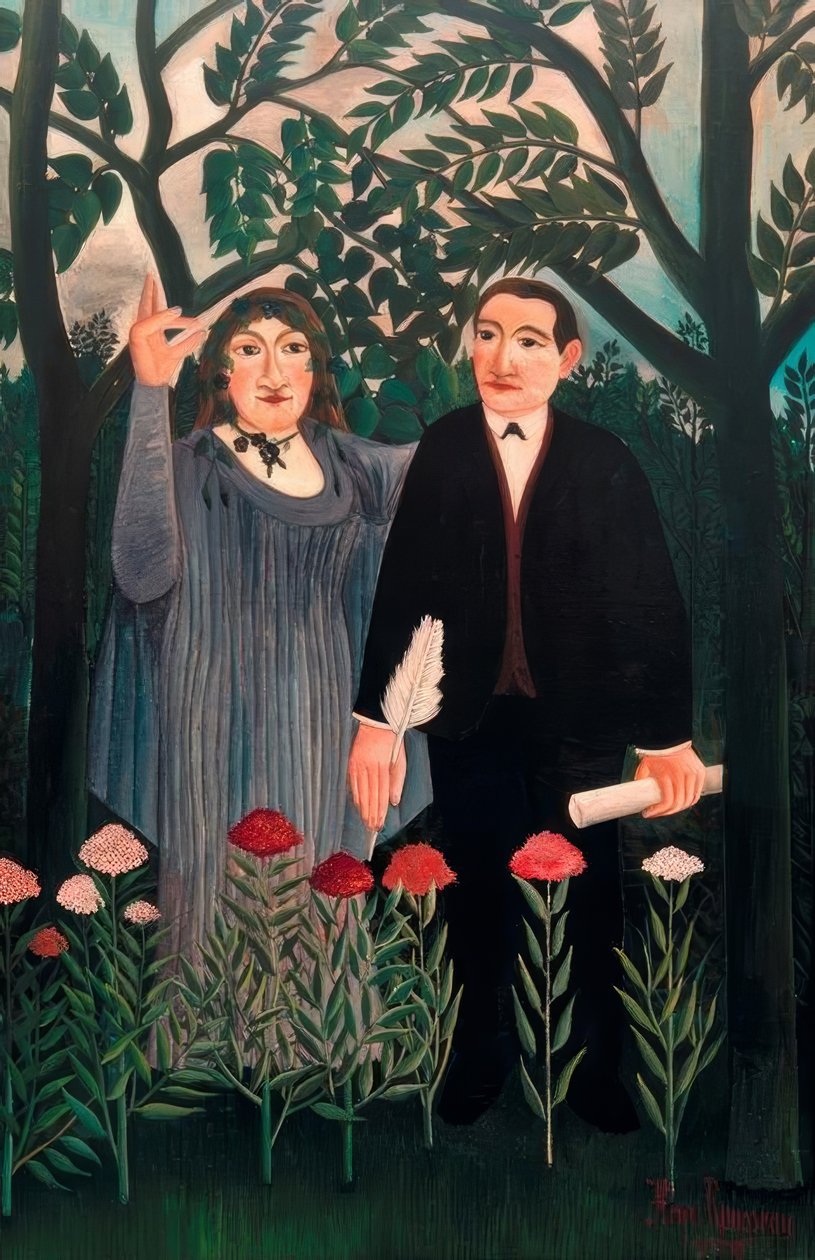 Musen som inspirerer dikteren av Henri Rousseau