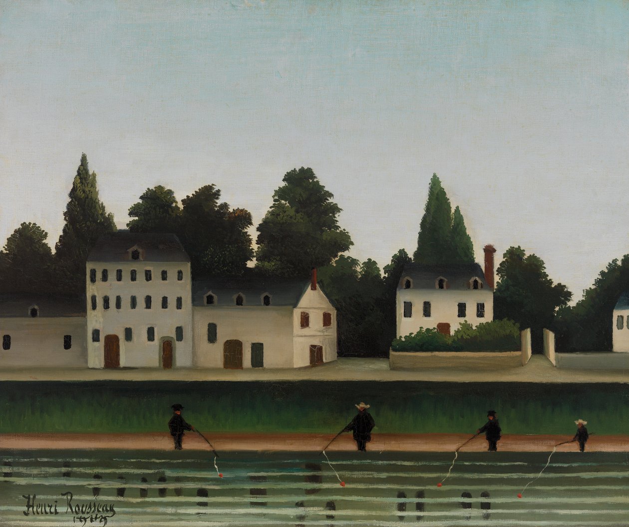 Landskap og fire fisker av Henri Rousseau