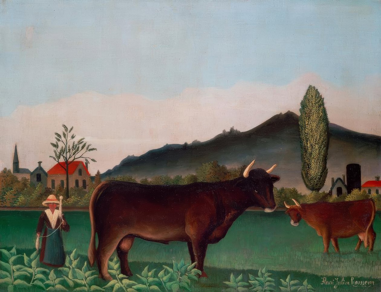 Landskap med kyr av Henri Rousseau