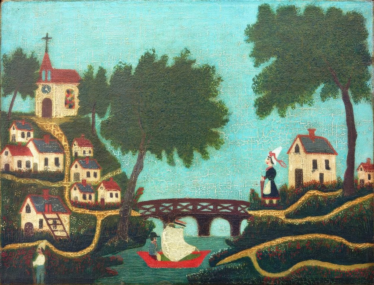 Landskap, broen av Henri Rousseau