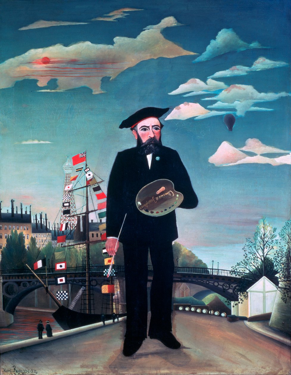 Selvportrett, fra LIle Saint-Louis, 1890 av Henri Rousseau