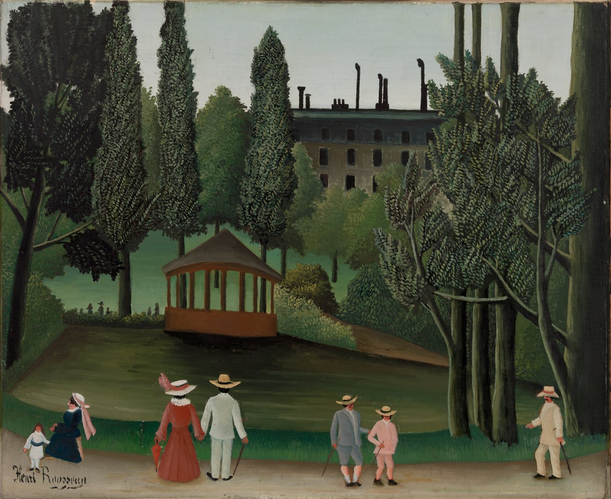 Utsikt over Montsouris-parken, kiosken av Henri Rousseau
