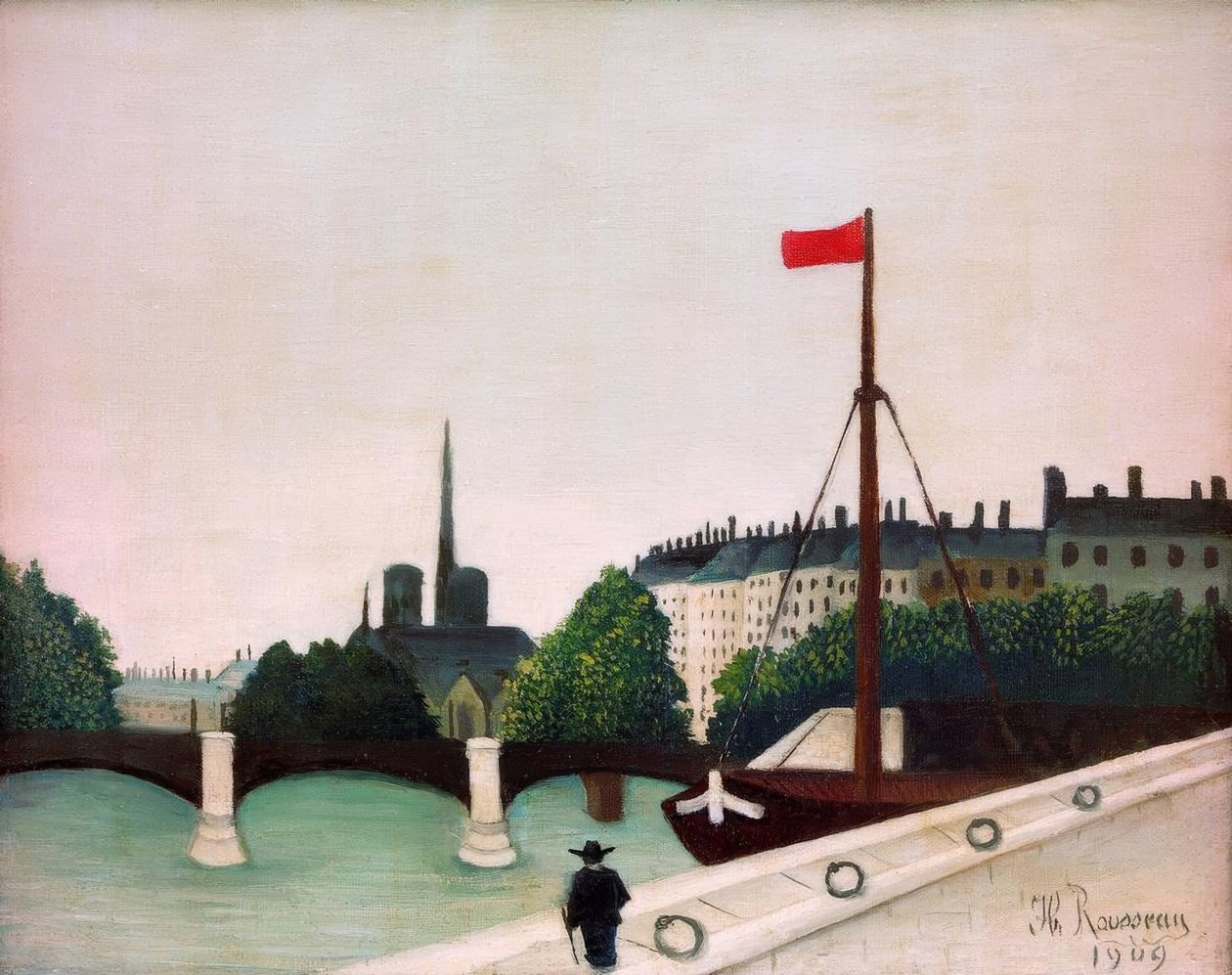 Utsikt over Île Saint-Louis fra Quai Henri IV av Henri Rousseau