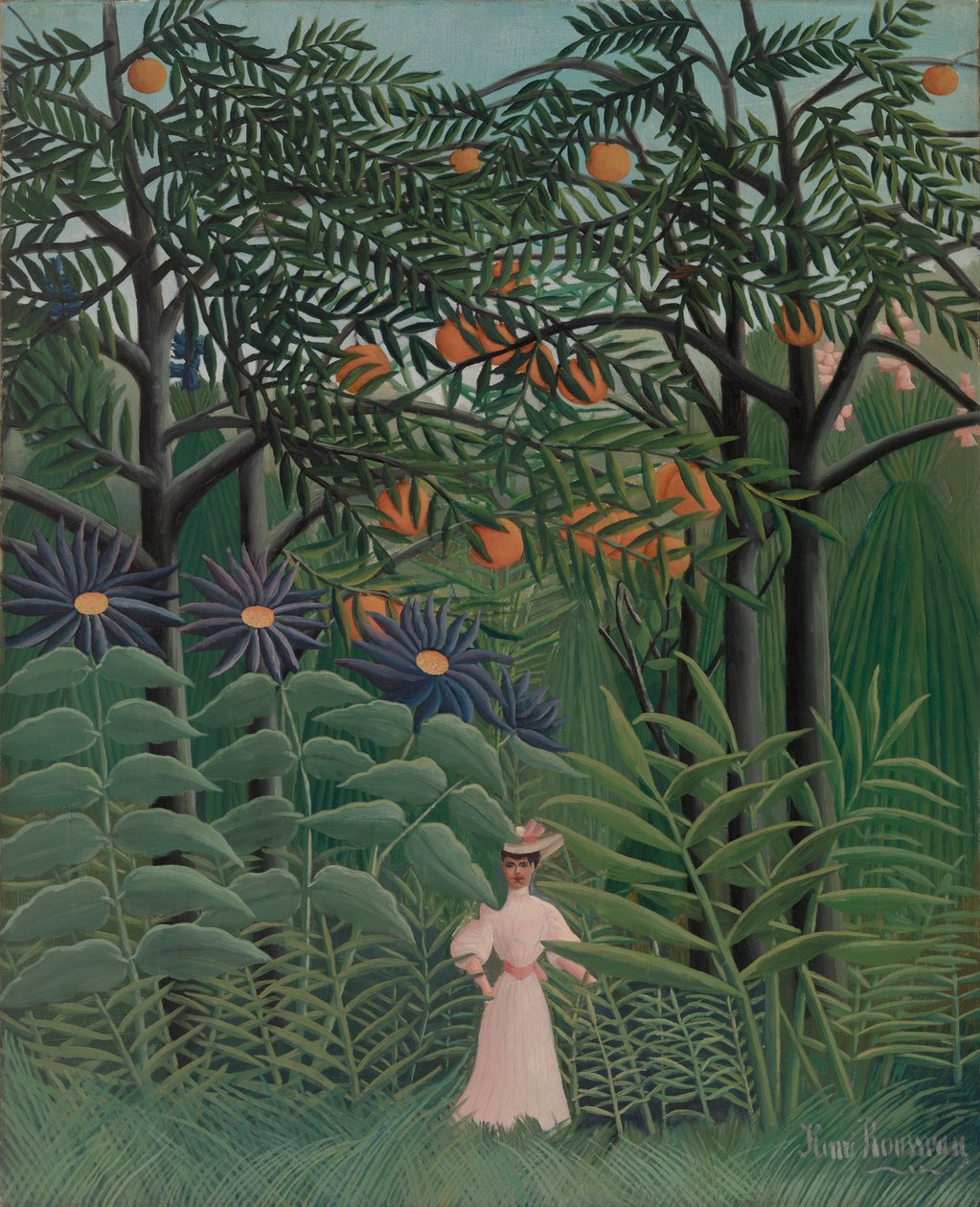 Kvinne som går i en eksotisk skog av Henri Rousseau