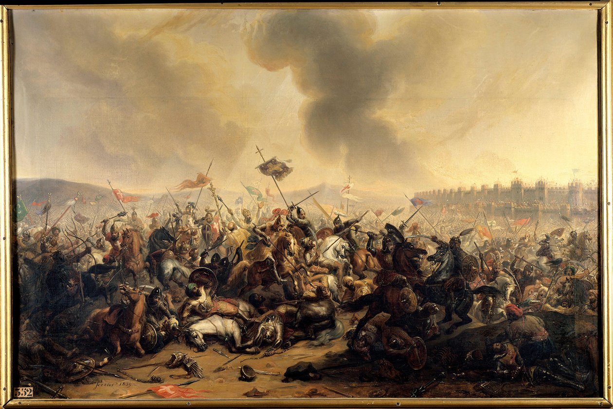 Kamp begått av sultan Kilij-Arslan mot korsfarerne som beleiret byen Nicaea i 1097. Maleri av Henri Serrur