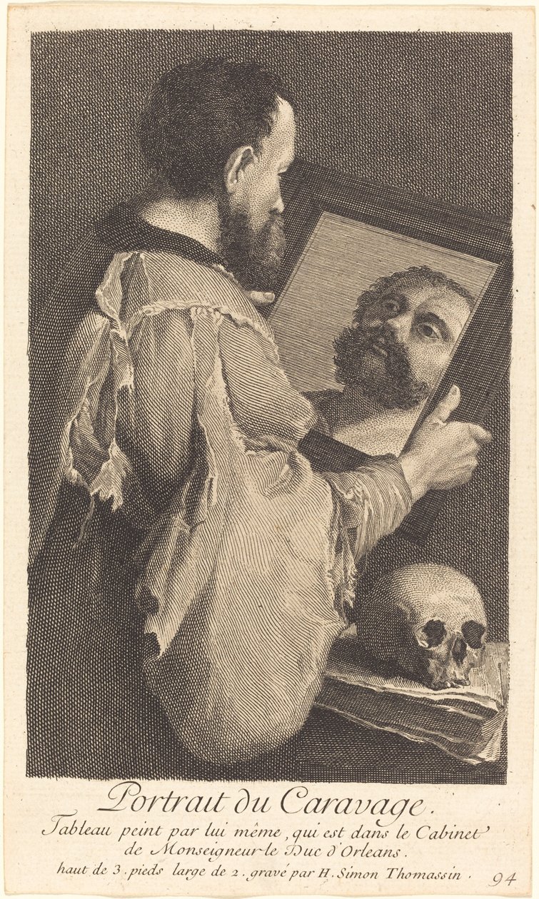 Portrett av Caravaggio av Henri Simon Thomassin